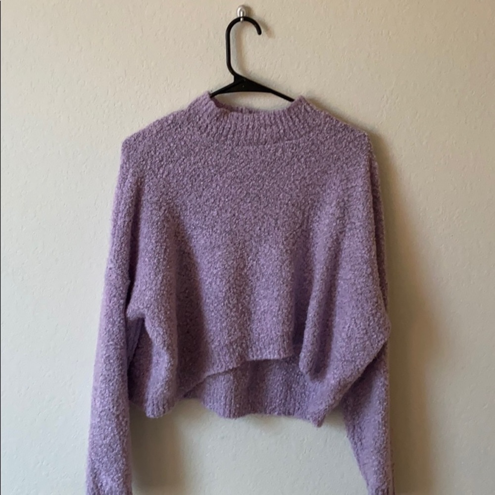 Lavender crop, fuzzy  sweater
